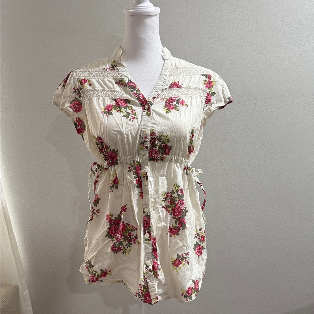 Decree Pink and Cream Floral Blouse